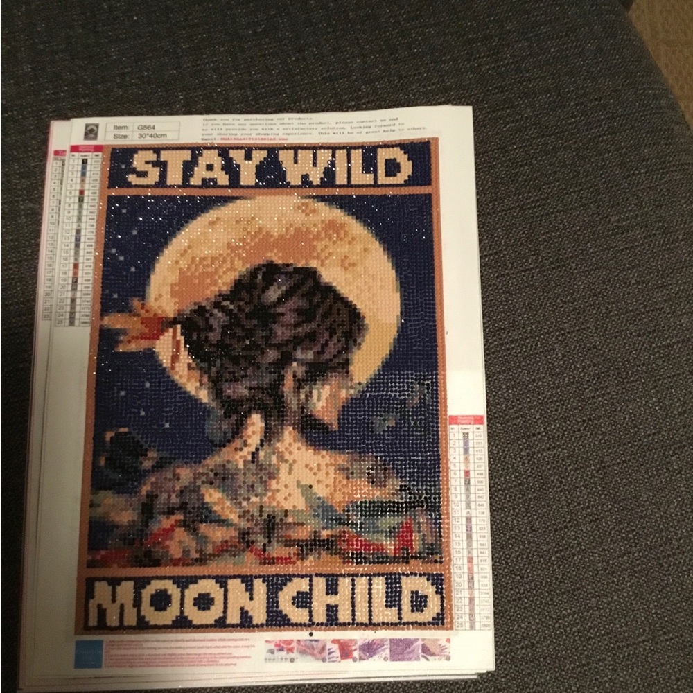 Stay Wild Moonchild Diamond Art Canvas - Blue & Gold Moon
